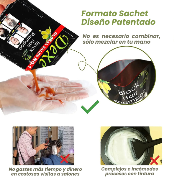 SHAMPOO CUBRE CANAS 2 EN 1 - Cubre y Nutre - Adiós a las canas en 5 minutos sin químicos agresivos