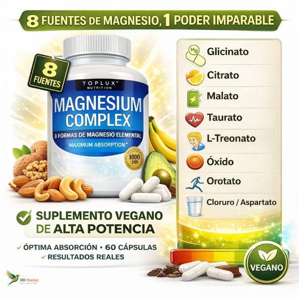 TOPLUX MAGNESIUM COMPLEX ⚡💙🔬 – Magnesio premium diseñado para máxima absorción (60 cápsulas)