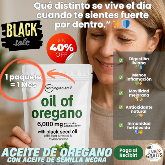 Aceite de Orégano (Cápsulas Softgel - 6000 Mg 60 unidades) - Antioxidante y Antiinflamatorio - Mayor bienestar corporal en 14 días 🌿💚