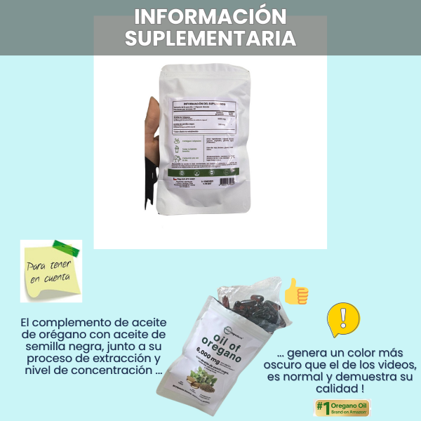 Aceite de Orégano (Cápsulas Softgel - 6000 Mg 60 unidades) - Antioxidante y Antiinflamatorio - Mayor bienestar corporal en 14 días 🌿💚