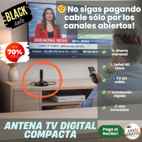 📡  Antena TV Digital Compacta – Sintoniza canales HD de señal abierta – Sin Pagar Cable Mensual