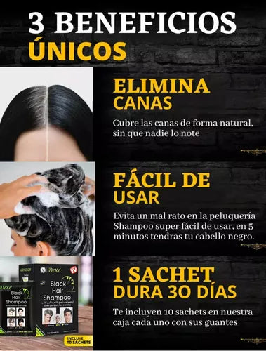 SHAMPOO CUBRE CANAS 2 EN 1 - Cubre y Nutre - Adiós a las canas en 5 minutos sin químicos agresivos