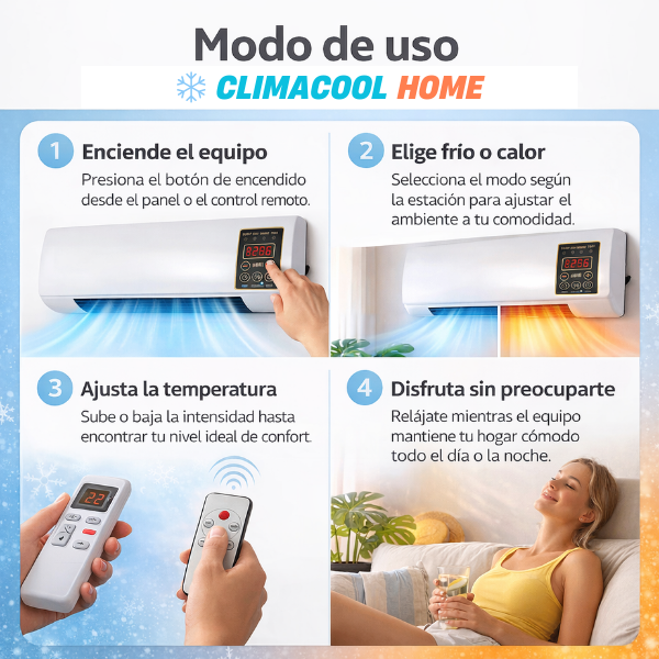 Calefactor Eléctrico ❄️ CLIMACOOL HOME 🌞 - Confort frío y calor todo el año con un solo equipo