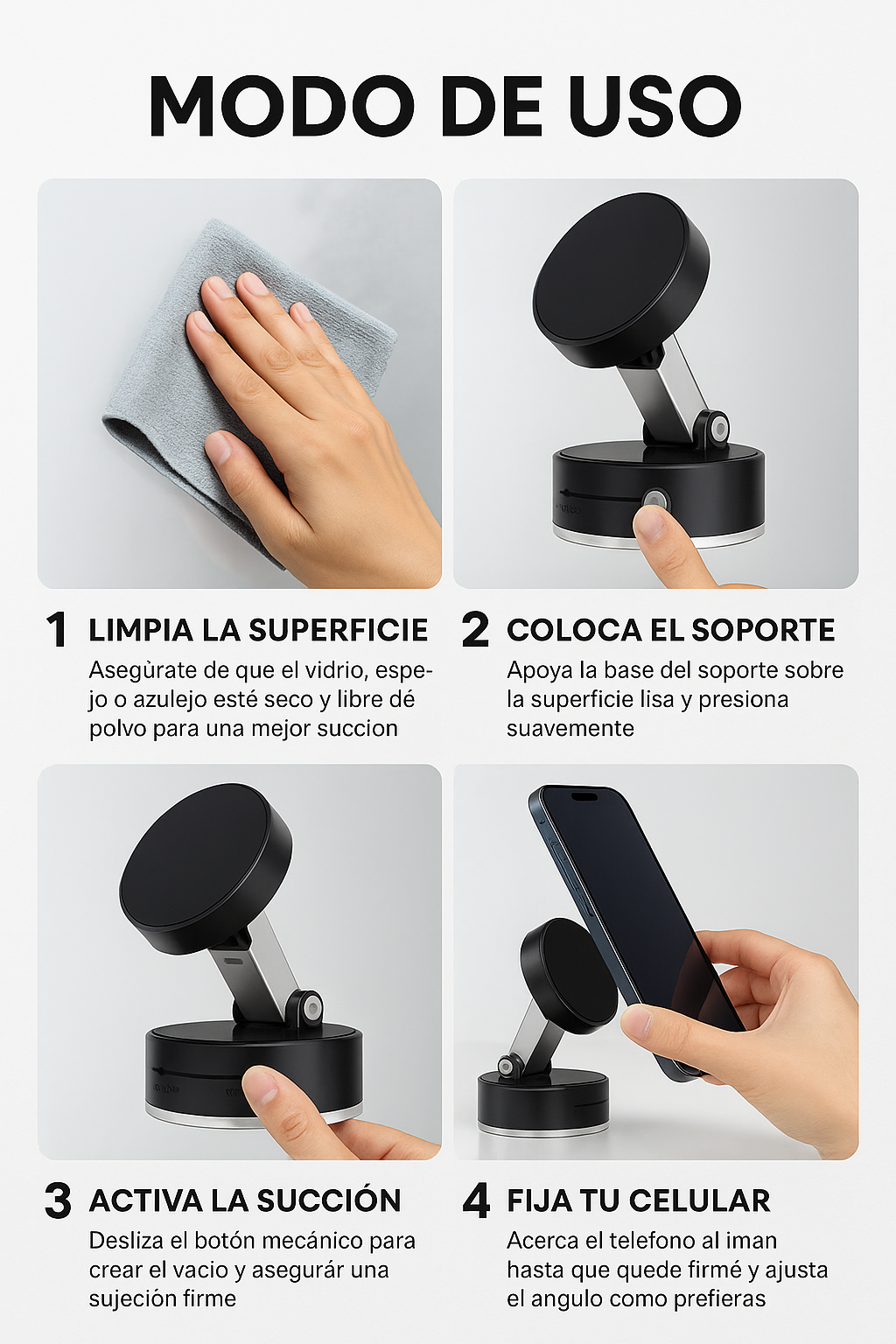 Soporte Magnético MAGLOCK 360 - Manos libres en cualquier superficie lisa