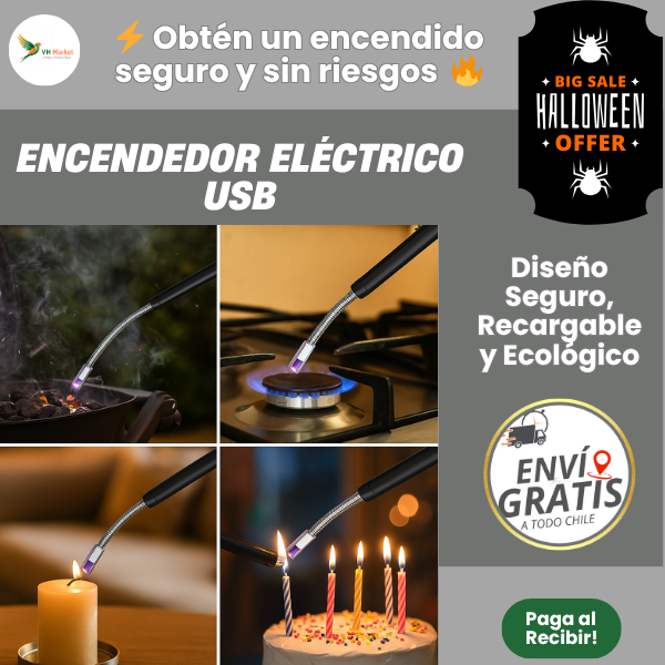 ENCENDEDOR ELÉCTRICO ANTIVIENTO - Enciende sin llama ni gas - Protege tu hogar y el medio ambiente