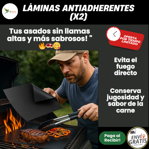 LÁMINA ANTIADHERENTE - Evita el fuego directo - Conserva jugosidad y sabor