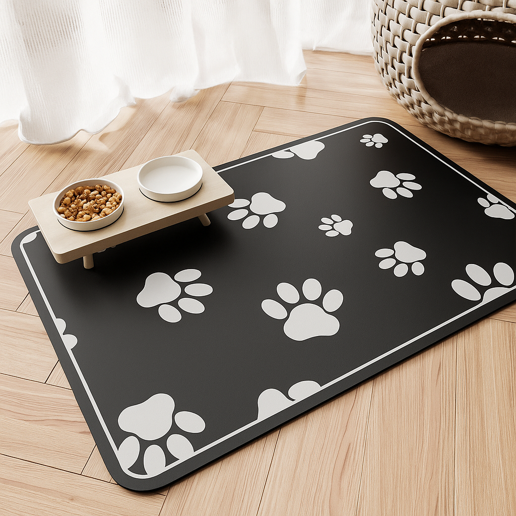 MAT DE ALIMENTACIÓN PARA MASCOTAS - Antideslizante y Absorbente - Mantén tu Hogar seco y sin manchas