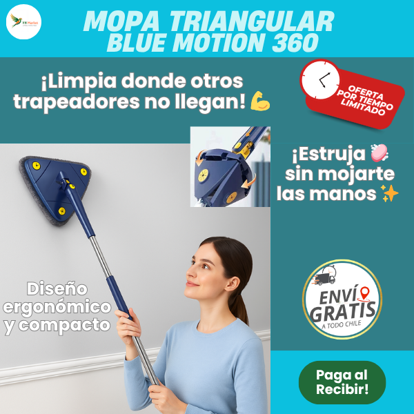 Mopa Triangular Blue Motion 360 - Limpieza sin mojarse y con mínimo esfuerzo