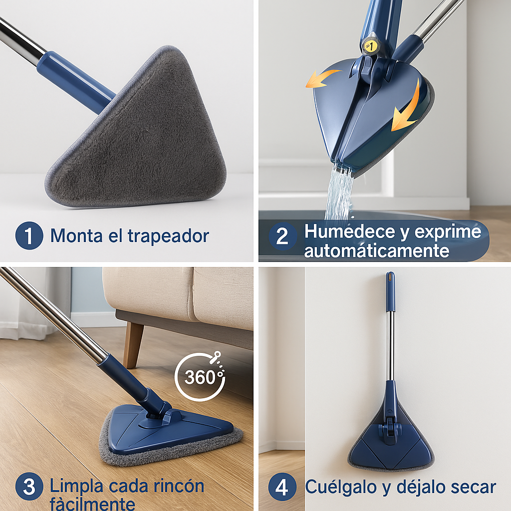 Mopa Triangular Blue Motion 360 - Limpieza sin mojarse y con mínimo esfuerzo